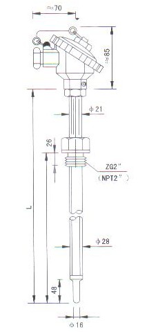 煙道、風道熱電偶（熱電阻）產品結構圖